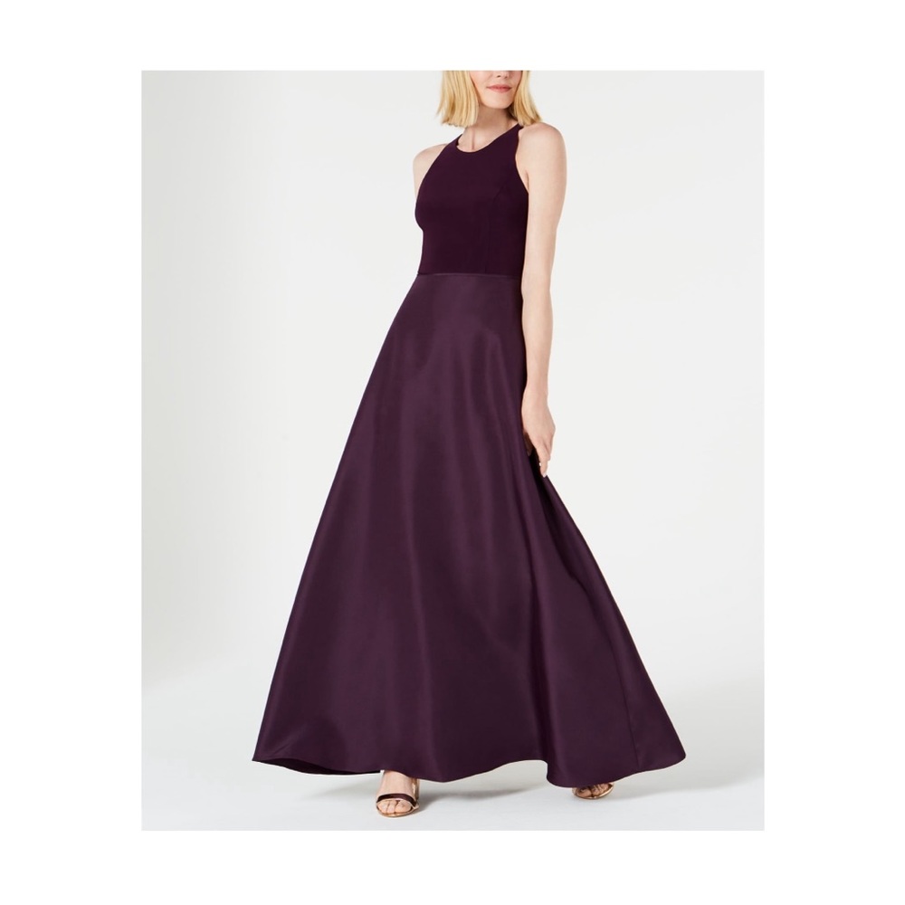 Adrianna Papell Dress Purple Sleeveless Jewel Neck Full-Length Evening Gown NWT - Picture 7 of 13